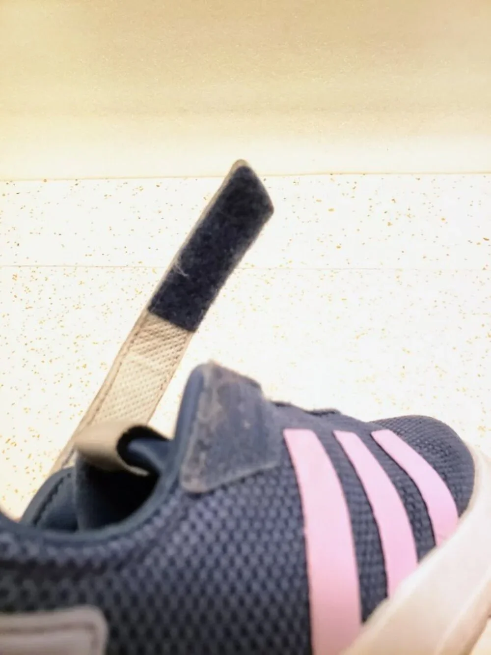 Adidas Racer Tr23 Kids Size 10k Blue Pink Hook Loop Sneakers